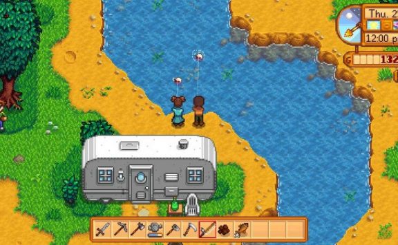 Two Characters Fishing in Stardew Valley